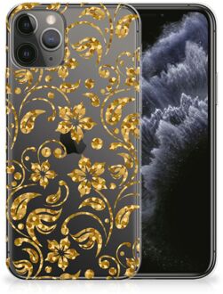 B2Ctelecom iPhone 11 Pro TPU Siliconen Hoesje Gouden Bloemen