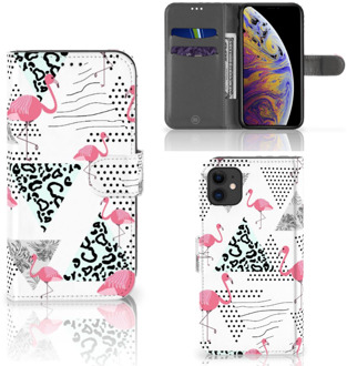 B2Ctelecom iPhone 11 Telefoonhoesje met Pasjes Flamingo Triangle