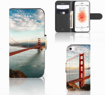 B2Ctelecom iPhone 5 | 5s Boekhoesje Uniek Design Golden Gate Bridge