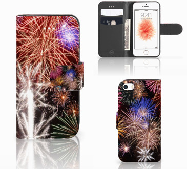 B2Ctelecom iPhone 5 | 5s Boekhoesje Uniek Design Vuurwerk