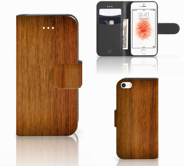 B2Ctelecom iPhone 5 | 5s Boekhoesje Uniek Design Wood