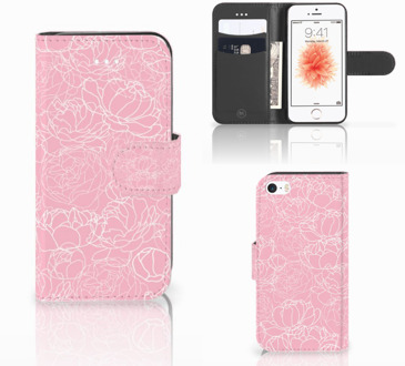 B2Ctelecom iPhone 5S | SE Bookcase White Flowers