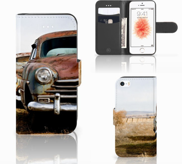 B2Ctelecom iPhone 5s Wallet Case met ruimte voor Pasjes Vintage Auto