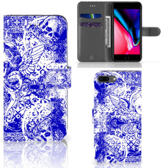 B2Ctelecom iPhone 7 Plus | 8 Plus Bookcase Hoesje Angel Skull Blue