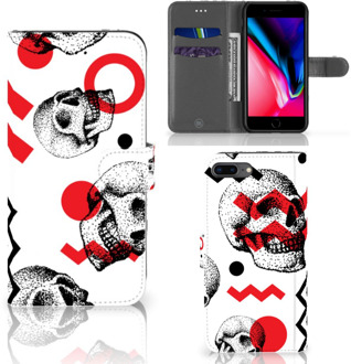 B2Ctelecom iPhone 7 Plus | 8 Plus Bookcase Hoesje Skull Red