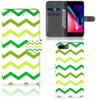 B2Ctelecom iPhone 7 Plus | 8 Plus Bookcase Hoesje Zigzag Groen