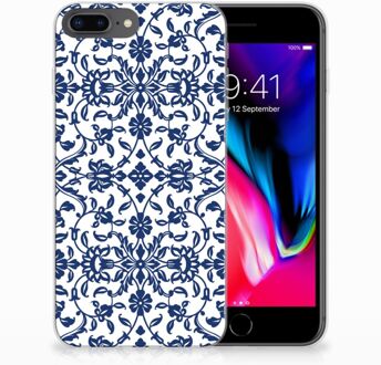 B2Ctelecom iPhone 7 Plus | 8 Plus Siliconen Bumper Hoesje Flower Blue