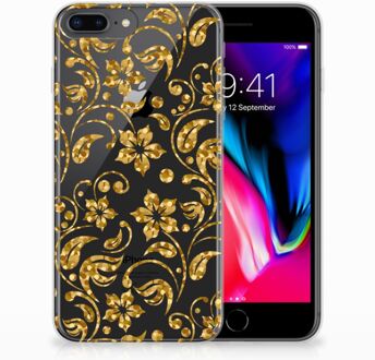 B2Ctelecom iPhone 7 Plus | 8 Plus TPU Hoesje Design Gouden Bloemen