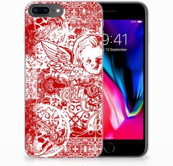 B2Ctelecom iPhone 7 Plus | 8 Plus TPU Siliconen Hoesje Design Angel Skull Red