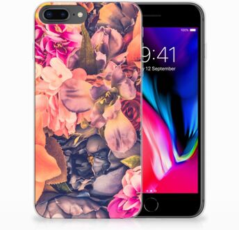 B2Ctelecom iPhone 7 Plus | 8 Plus TPU Siliconen Hoesje Design Bosje Bloemen