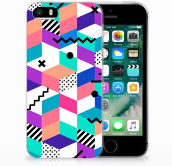 B2Ctelecom iPhone SE | 5S TPU Hoesje Design Blocks Colorful