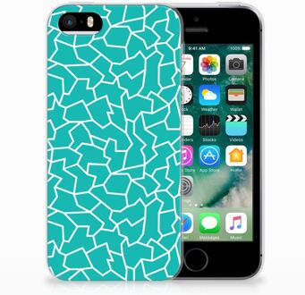 B2Ctelecom iPhone SE | 5S TPU Hoesje Design Cracks Blue