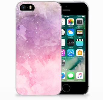 B2Ctelecom iPhone SE | 5S TPU Hoesje Design Pink Purple Paint