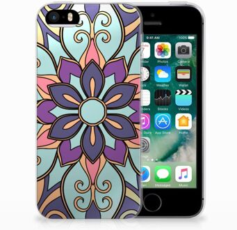 B2Ctelecom iPhone SE | 5S TPU Hoesje Design Purple Flower