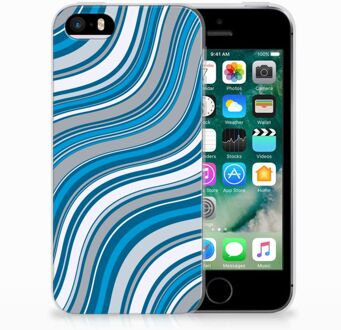 B2Ctelecom iPhone SE | 5S TPU Hoesje Design Waves Blue