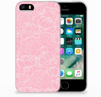 B2Ctelecom iPhone SE | 5S TPU Hoesje Design White Flowers