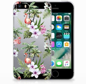 B2Ctelecom iPhone SE | 5S  TPU-siliconen Hoesje Design Flamingo Palms