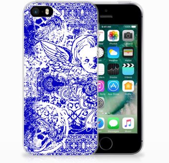 B2Ctelecom iPhone SE | 5S Uniek TPU Hoesje Angel Skull Blue