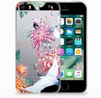 B2Ctelecom iPhone SE | 5S Uniek TPU Hoesje Bird Flowers