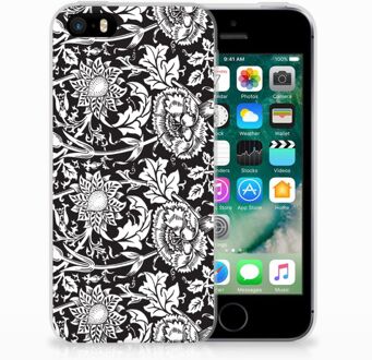 B2Ctelecom iPhone SE | 5S Uniek TPU Hoesje Black Flowers