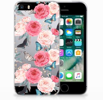 B2Ctelecom iPhone SE | 5S Uniek TPU Hoesje Butterfly Roses