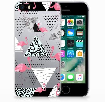 B2Ctelecom iPhone SE | 5S Uniek TPU Hoesje Flamingo Triangle