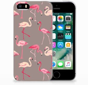 B2Ctelecom iPhone SE | 5S Uniek TPU Hoesje Flamingo