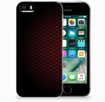 B2Ctelecom iPhone SE | 5S Uniek TPU Hoesje Geruit Rood