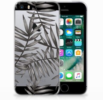 B2Ctelecom iPhone SE | 5S Uniek TPU Hoesje Leaves Grey