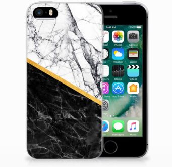 B2Ctelecom iPhone SE | 5S Uniek TPU Hoesje Marble White Black