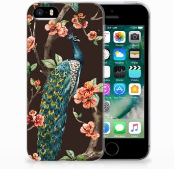 B2Ctelecom iPhone SE | 5S Uniek TPU Hoesje Pauw met Bloemen