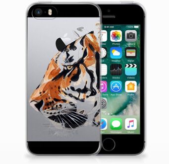 B2Ctelecom iPhone SE | 5S Uniek TPU Hoesje Watercolor Tiger