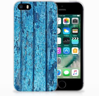 B2Ctelecom iPhone SE | 5S Uniek TPU Hoesje Wood Blue