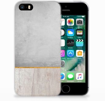 B2Ctelecom iPhone SE | 5S Uniek TPU Hoesje Wood Concrete