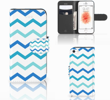 B2Ctelecom iPhone SE Hoesje met naam Zigzag Blauw