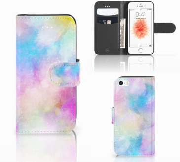 B2Ctelecom iPhone SE Wallet Case met ruimte voor Pasjes Watercolor Light