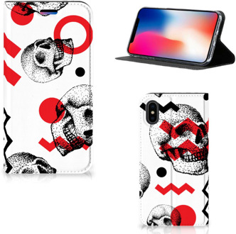 B2Ctelecom iPhone X/10 Bookcase Design Skull Red