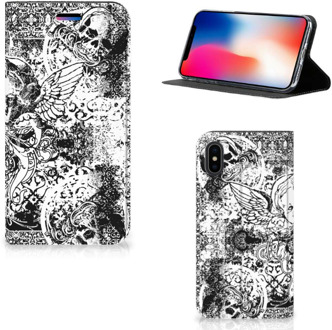 B2Ctelecom iPhone X/10 Bookcase Design Skulls Angel