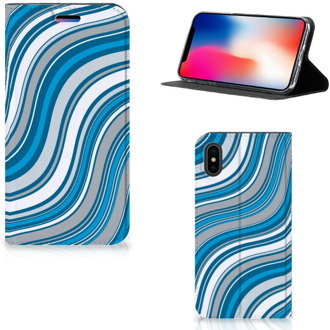 B2Ctelecom iPhone X/10 Bookcase Design Waves Blue