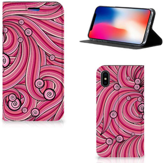 B2Ctelecom iPhone X/10 Standcase Hoesje Swirl Pink