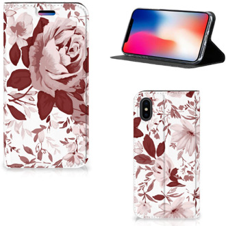 B2Ctelecom iPhone X/10 Standcase Hoesje Watercolor Flowers