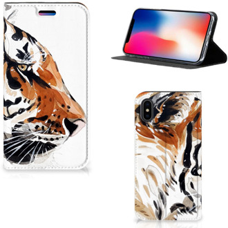 B2Ctelecom iPhone X/10 Standcase Hoesje Watercolor Tiger