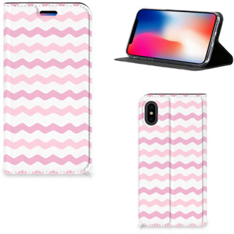 B2Ctelecom iPhone X/10 Standcase Hoesje Waves Roze