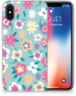 B2Ctelecom iPhone X/10 TPU-siliconen Hoesje Design Flower Power