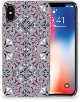 B2Ctelecom iPhone X/10 TPU-siliconen Hoesje Design Flower Tiles