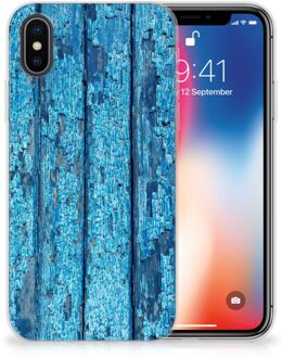 B2Ctelecom iPhone X/10 | Xs Hoesje Wood Blue