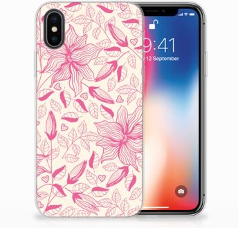 B2Ctelecom iPhone X/10 | Xs TPU Siliconen Hoesje Pink Flowers