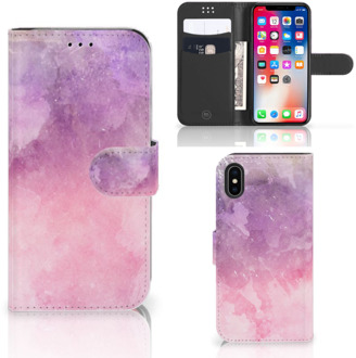 B2Ctelecom iPhone X Bookcase Design Pink Purple Paint