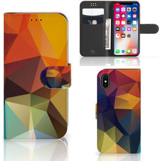 B2Ctelecom iPhone X Bookcase Design Polygon Color