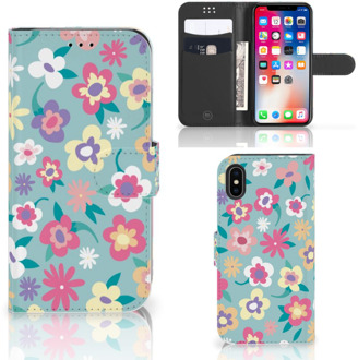 B2Ctelecom iPhone X Bookcover hoesje Flower Power